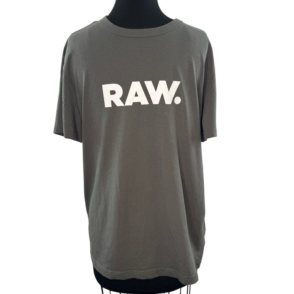 G-Star Raw Gray T-Shirt Organic Cotton Graphic Crew Neck Pullover Tee L Large